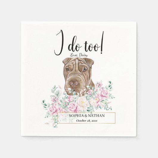 Serviette En Papier Shar Pei Chien Mariage Cocktail Napkins (Devant)