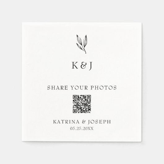 Serviette En Papier Share your Photos QR Code Botanical Wedding (Devant)