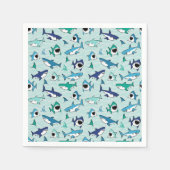 Serviette En Papier Shark Birthday Blue (Devant)