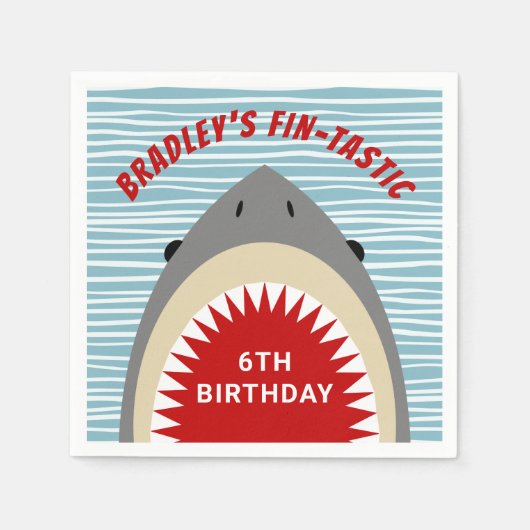 Serviette En Papier Shark Bite N'importe quel âge Anniversaire (Devant)