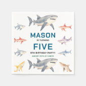 Serviette En Papier Shark Splash 5th Birthday Party | Cute Ocean Kids (Devant)