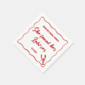 Serviette En Papier She Found Her Lobster Red and White Bridal Shower (Coin)