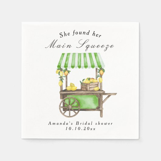 Serviette En Papier She Found Her Main Squeeze Lemon Bridal Shower (Devant)