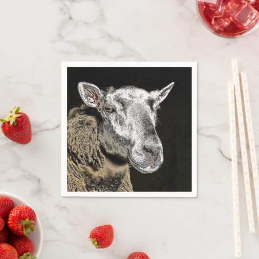 SERVIETTE EN PAPIER SHEEP (En situation)
