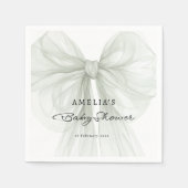 Serviette En Papier Sheer Sage Bow Script Neutral Baby (Devant)