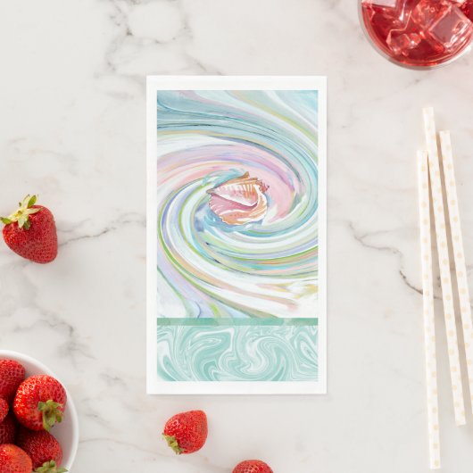 Serviette En Papier Shell Sea Swirl (En situation)
