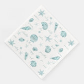 Serviette En Papier Shells Starfish Sun Fun Texte Turquoise ID918 (Coin)