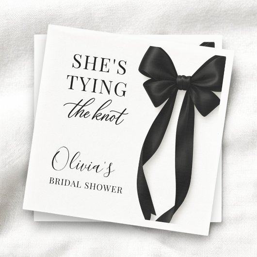 Serviette En Papier She's Tying The Knot Black Bow Party