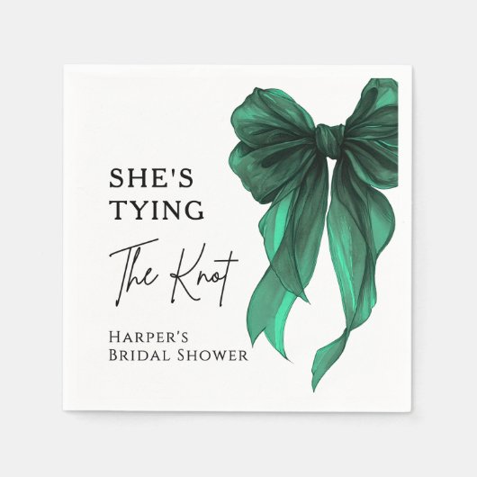 Serviette En Papier She's Tying The Knot Green Bow Bridal Shower (Devant)
