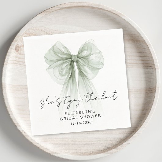 Serviette En Papier She's Tying The Knot Sage Bow Bridal Shower