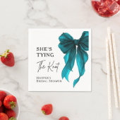 Serviette En Papier She's Tying The Knot Turquoise Bow Bridal Shower (En situation)