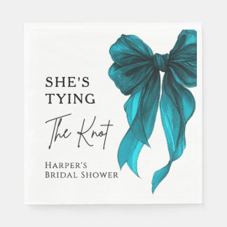 Serviette En Papier She's Tying The Knot Turquoise Bow Bridal Shower