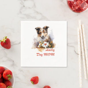 Serviette En Papier Shetland Sheepdog Chiot Pet Aquarelle