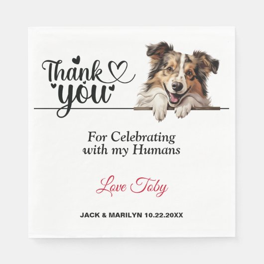 Serviette En Papier Shetland Sheepdog Mariage Merci (Devant)