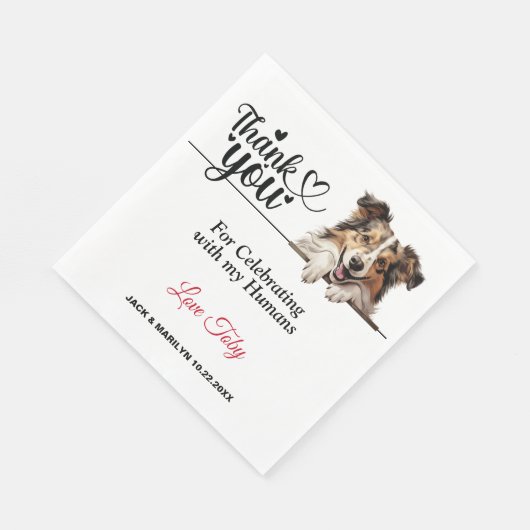 Serviette En Papier Shetland Sheepdog Mariage Merci (Coin)