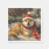Serviette En Papier Shiba Inu Chien Festive de Noël (Devant)