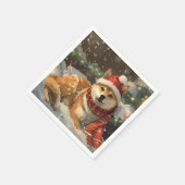 Serviette En Papier Shiba Inu Chien Festive de Noël (Coin)