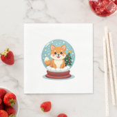 Serviette En Papier Shiba Snow Globe (En situation)