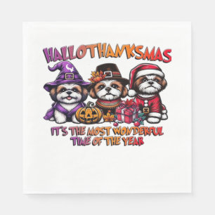 Serviette En Papier Shih Tzu Halloween Thanksgiving Noël Classique