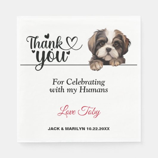 Serviette En Papier Shih Tzu Merci Mariage (Devant)