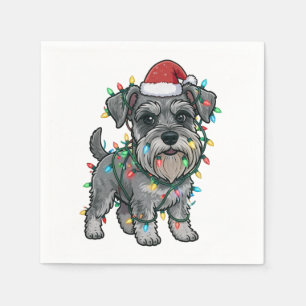 Serviette En Papier Shih Tzu portant un chapeau de Père Noël pour Noël