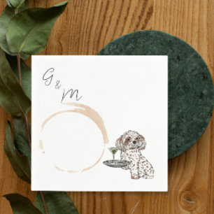 Serviette En Papier Shih Tzu tenant un cocktail de martini