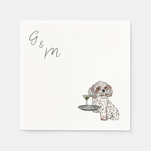 Serviette En Papier Shih Tzu tenant un cocktail de martini (Devant)