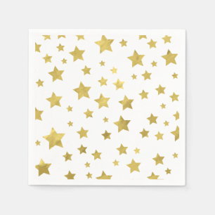 Serviette En Papier Shimmery Goldstars Golden Star Motif