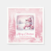 Serviette En Papier Shiny Pinkmas Christmas Scene Napkins Kids Winter  (Devant)