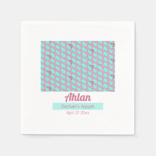Serviette En Papier SHRIMPLEMENT Turquoise Motif rose, Baby shower Aqi