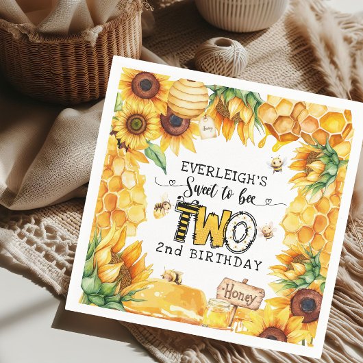Serviette En Papier Si doux à être deux 2ème anniversaire fleuri