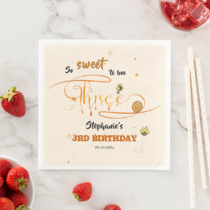 Serviette En Papier Si doux d'être trois joli anniversaire abeille mie