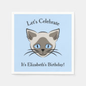 Serviette En Papier Siamese Blue Eyed Chat Visage graphique Anniversai (Devant)