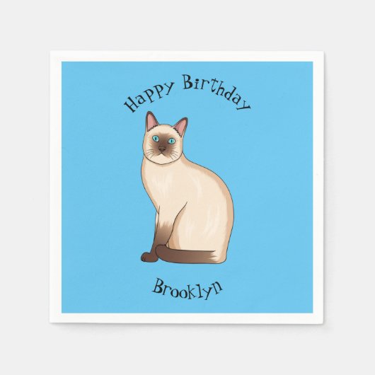 Serviette En Papier Siamese cat cartoon (Devant)