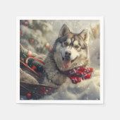 Serviette En Papier Sibérie Husky Chien Festif de Noël (Devant)