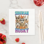 Serviette En Papier Sibérien Husky (En situation)
