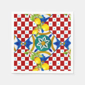 Serviette En Papier Sicilien, majolica, tuiles, citrons (Devant)