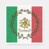 Serviette En Papier Sicilien Trinacria Olive Wreath Drapeau Personnali (Devant)