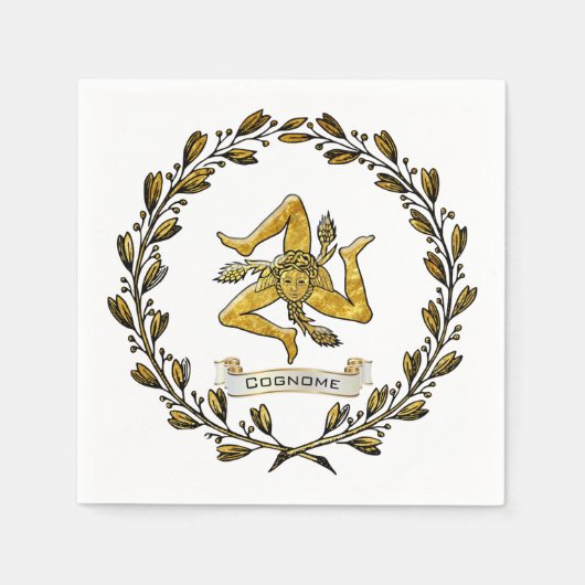 Serviette En Papier Sicilienne Trinacria Olive Wreath Personnaliser (Devant)