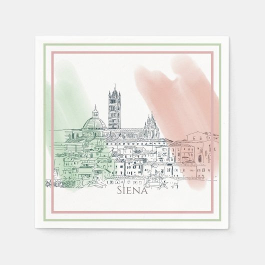 Serviette En Papier Siena Italie Tower Dome et drapeau italien (Devant)