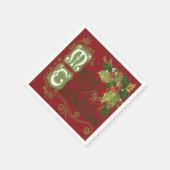 Serviette En Papier Sigles joyeux de Holly en Arrière - plan rouge (Coin)