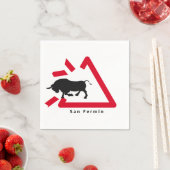 Serviette En Papier Signal d'avertissement pour San Fermin bull run /  (En situation)