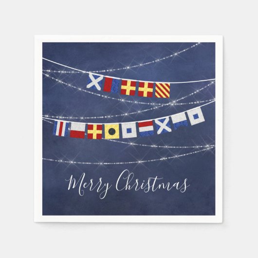 Serviette En Papier Signal de Noël personnalisé #Nautical Joyeux Nauti (Devant)