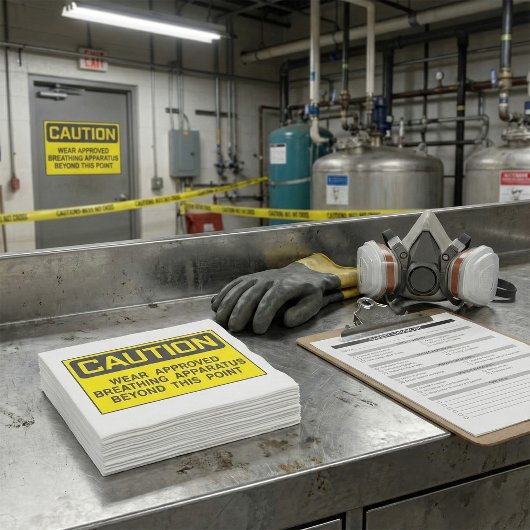 Serviette En Papier Signal de prudence Porter un appareil respiratoire