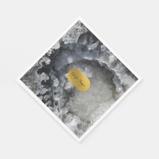 Serviette En Papier Signature Black Gold Foil Sea Crystals (Coin)