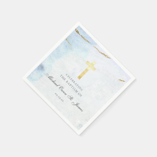 Serviette En Papier Signature bleu moderne Baptême Christening (Coin)