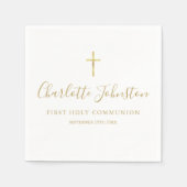 Serviette En Papier Signature dorée Script Première communion sainte (Devant)