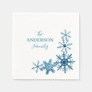 Serviette En Papier Signature familiale personnalisée Flocon de neige