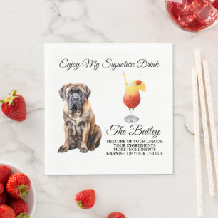 Serviette En Papier Signature Mariage anglais Mastiff Boisson