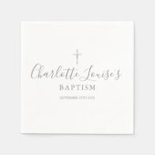Serviette En Papier Signature moderne Argent Baptême Christening (Devant)